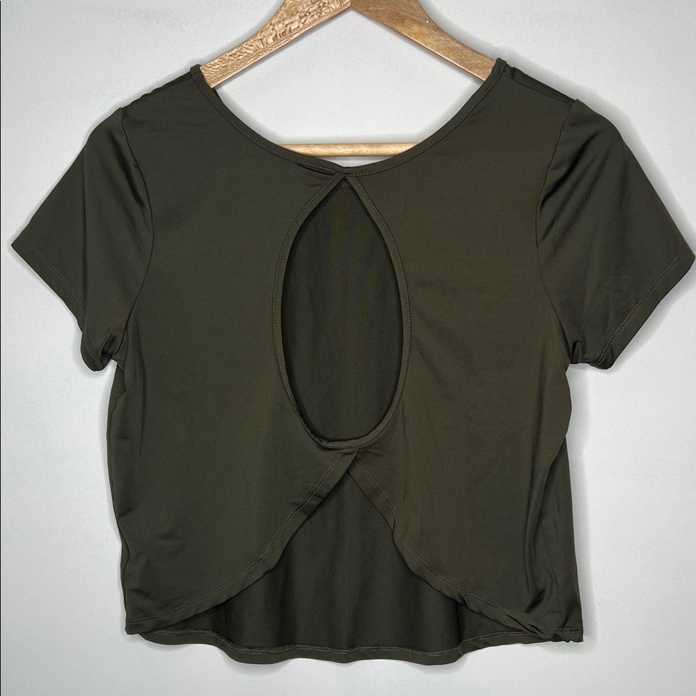 Olive Green Cut Out Athletic Top